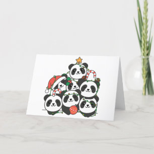 Cartão De Festividades Árvore de Natal Panda Animais Engraçados Natal Fér