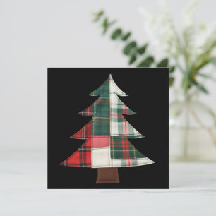 Cartão De Festividades Árvore de Natal Patchwork Férias Inverno Natal