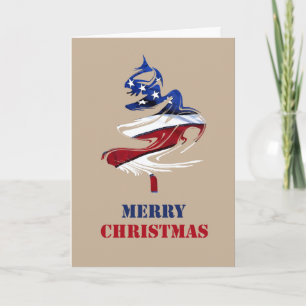 Cartão De Festividades Árvore de Natal Patriótica Americana