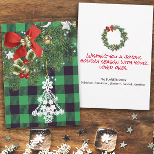 Cartão De Festividades Árvore de Natal Personalizada da Xadrez de Buffal