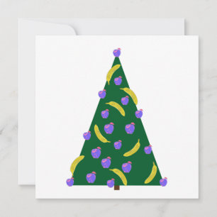 Cartão De Festividades Árvore de Natal Pop Art com Maçãs e Bananas 