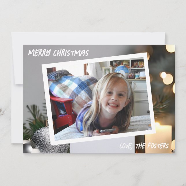 Cartão De Festividades Árvore de Natal Prateada e Dourada Foto de Feriado (Frente)