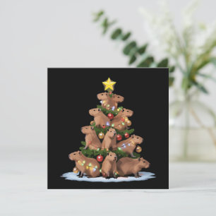 Cartão De Festividades Árvore de Natal Presente de Capivara Natal Diverti