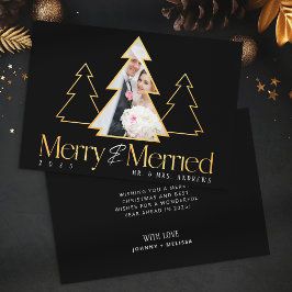 Cartão De Festividades Árvore de Natal Preta e Dourada Foto de Recém-Casa