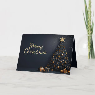 Cartão De Festividades Árvore de Natal Preta Moderna