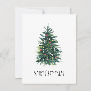 Cartão De Festividades Árvore de Natal Rustic Watercolor Elegante