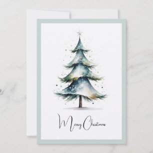 Cartão De Festividades Árvore de Natal Rustic Watercolor Elegante