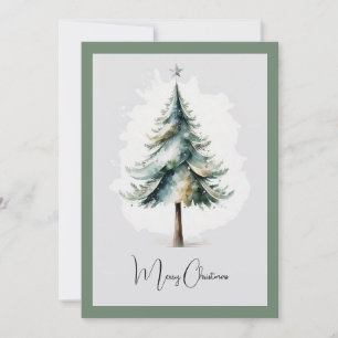 Cartão De Festividades Árvore de Natal sem Foto Elegante Watercolor
