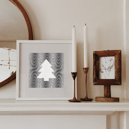 Cartão De Festividades Árvore de Natal Simples Black & White Stripes Trip