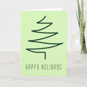 Cartão De Festividades Árvore de Natal Simples de Abstrato Verde Desenhad