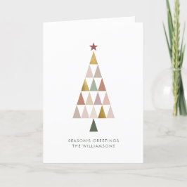Cartão De Festividades Árvore de Natal Simples e Dourada com Blush Modern