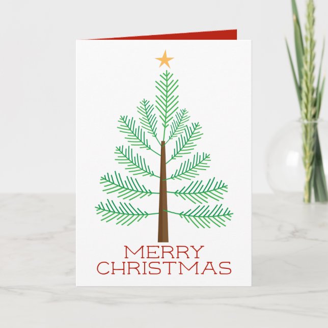 Cartão De Festividades Árvore de Natal Simples e Feliz (Frente)