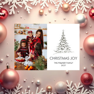 Cartão De Festividades Árvore de Natal simples família foto de Natal