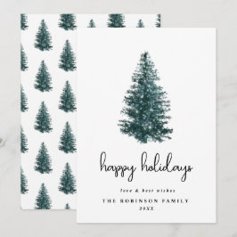 Cartão De Festividades Árvore de Natal Simples Moderna de Aquarela