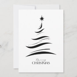 Cartão De Festividades Árvore de Natal simples preta e branca moderna