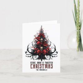 Cartão De Festividades Árvore de Natal Sombria e Distorcida Crânio Goth