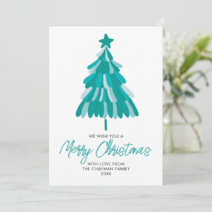 Cartão De Festividades Árvore de Natal Teal Green