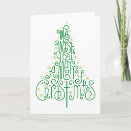 Cartão De Festividades Árvore de Natal tipográfica verde