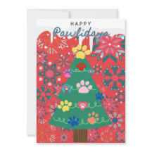 Árvore de Natal vermelha com enfeites de patas fes