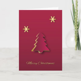 Cartão De Festividades Árvore de Natal vermelha Dourado elegante elegante