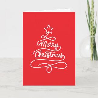 Cartão De Festividades Árvore de Natal Vermelha Personalizada Minimalista