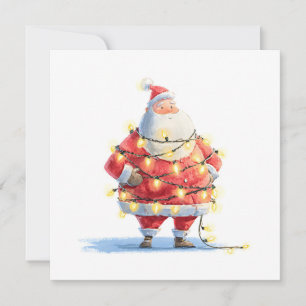 Cartão De Festividades Árvore de Natal Vintage Retro Simples Papai Noel