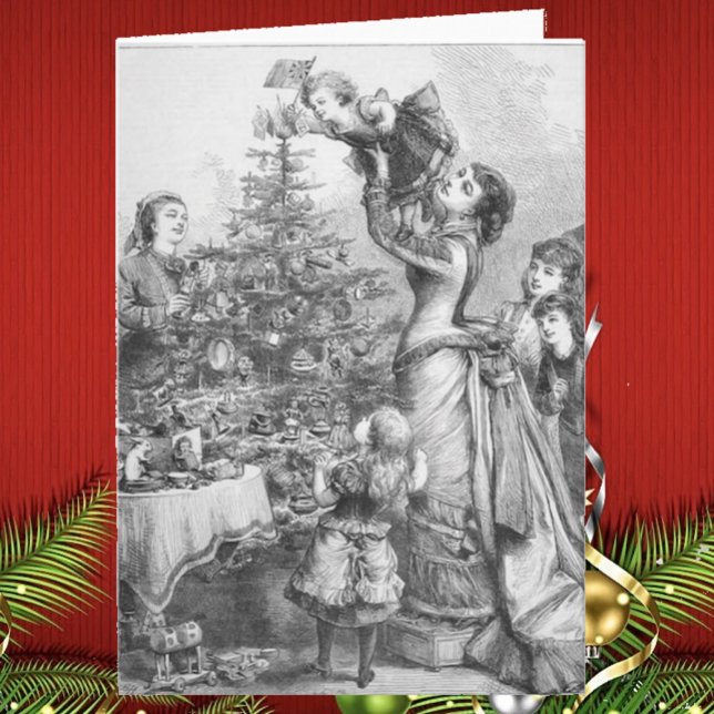 Cartão De Festividades Árvore de Natal Vitoriana Família Antiga Festa  (Criador carregado)