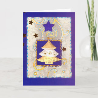 Cartão De Festividades ÁRVORE DE NATAL WEISSGOLDENER ÁUREO WEIS em azul