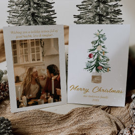 Cartão De Festividades Árvore de ornamentos Dourados com Aquarela Foto de