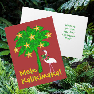 Cartão De Festividades Árvore de Palmeira Tropical Flamingo Branco Person