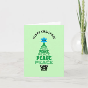 Cartão De Festividades Árvore de Paz de Natal Gelada Verde