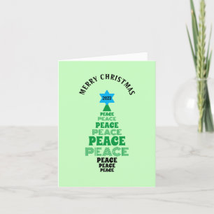Cartão De Festividades Árvore de Paz de Natal Gelada Verde