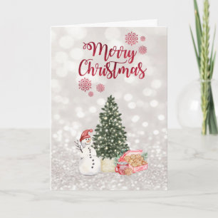 Cartão De Festividades Árvore de Pinheiro,Boneco de Neve,Biscoitos Brilho