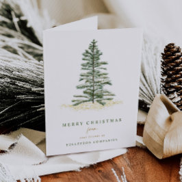 Cartão De Festividades Árvore de Pinheiro Moderna Sempre Verde Simples Co