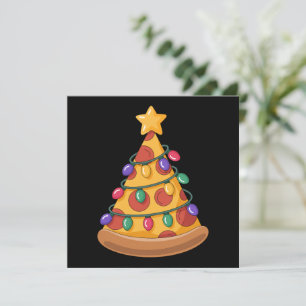 Cartão De Festividades Árvore de Pizza Luzes de Natal Amante de Pizza Fam