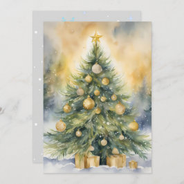 Cartão De Festividades Árvore de Script Elegante - Natal Sem Aquarela Fot