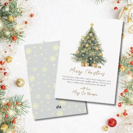 Cartão De Festividades Árvore de Script Elegante - Natal Sem Aquarela Fot