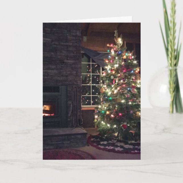 Cartão De Festividades Árvore do Feliz Natal (Frente)