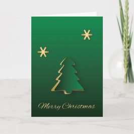 Cartão De Festividades Árvore Dourada de Natal Clássica Elegante