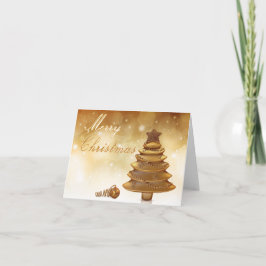 Cartão De Festividades Árvore Dourada de Natal elegante