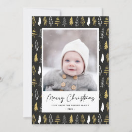 Cartão De Festividades Árvore Dourada de pinheiro da Floresta Branca Mode