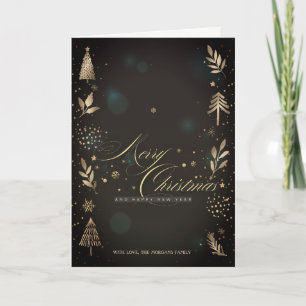 Cartão De Festividades Árvore Dourada de pinheiro de Natal,Branches Black