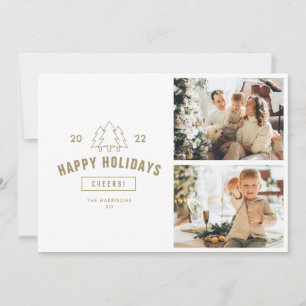 Cartão De Festividades Árvore Dourada Felizes Festas Família Multi Foto
