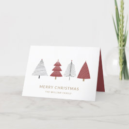 Cartão De Festividades Árvore e estrela de Natal Vermelho Moderno Simples