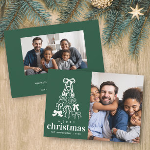 Cartão De Festividades Árvore Festiva Verde 2 Foto Feliz Natal