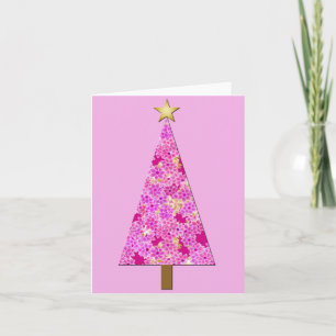Cartão De Festividades Árvore floral moderna de Natal magenta