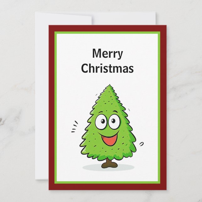 Cartão De Festividades Árvore Legal Mínima de Natal Vermelha e Verde Mode (Frente)