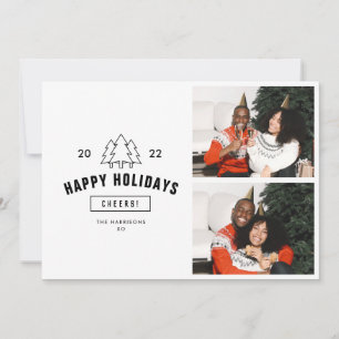Cartão De Festividades Árvore Minimalista Feliz Natal Casal Multi Foto