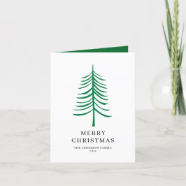 Cartão De Festividades Árvore Moderna Verde Minimalista de Feliz Natal