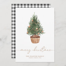 Árvore Natal Aquarela Gingham |